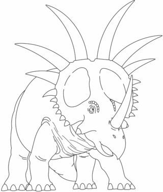Розмальовка «Стиракозавр з рогами» скачати та роздрукувати в форматі А4