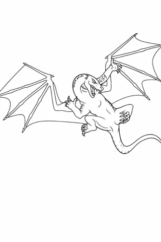 Розмальовка «Летючий дракон у польоті» скачати та роздрукувати в форматі А4