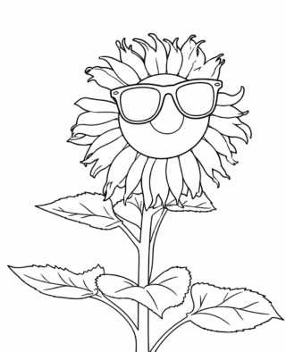 Розмальовка «Соняшник у сонцезахисних окулярах» скачати та роздрукувати в форматі А4