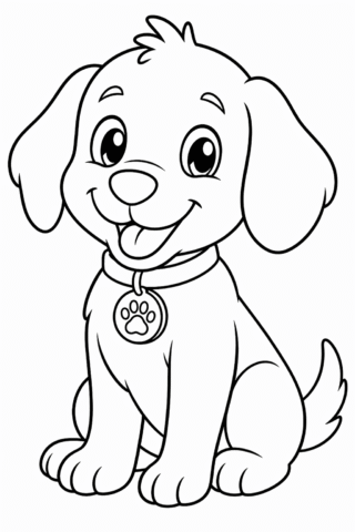 Розмальовка «Миле цуценя з медальйоном» скачати та роздрукувати в форматі А4