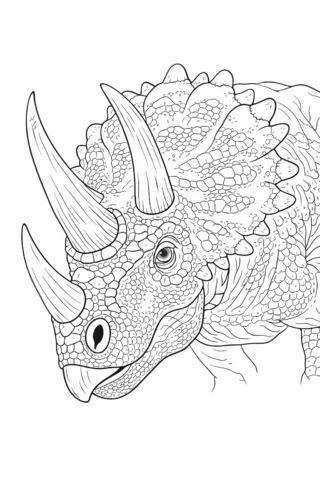 Розмальовка «Трицератопс крупним планом» скачати та роздрукувати в форматі А4