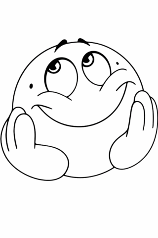 Розмальовка «Мрійливий усміхнений смайлик» скачати та роздрукувати в форматі А4