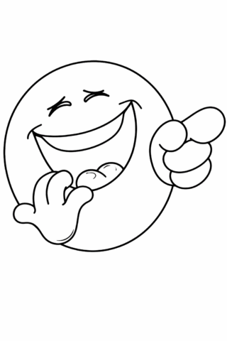Розмальовка «Смішний смайлик, що регоче»