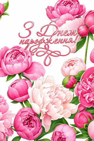 Малюнок «Квіткова листівка з привітанням з Днем народження» скачати та роздрукувати в форматі А4