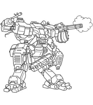 Розмальовка «Бойовий робот-мех» скачати та роздрукувати в форматі А4