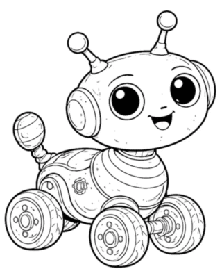 Розмальовка «Іграшковий робот на колесах» скачати та роздрукувати в форматі А4
