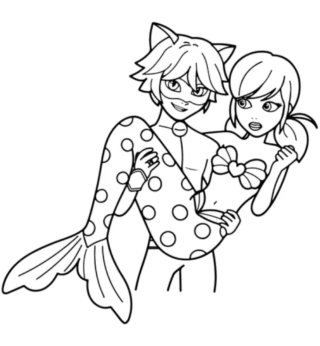 Розмальовка «Супергерой і русалонька» скачати та роздрукувати в форматі А4