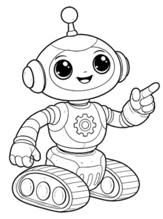 Розмальовка «Маленький робот на гусеницях» скачати та роздрукувати в форматі А4