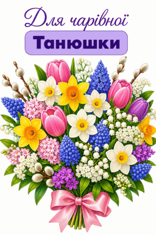 Малюнок Для чарівної Танюшки букет квітів скачати та роздрукувати в форматі А4