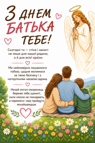 Малюнок З Днем батька для захисника України скачати та роздрукувати в форматі А4