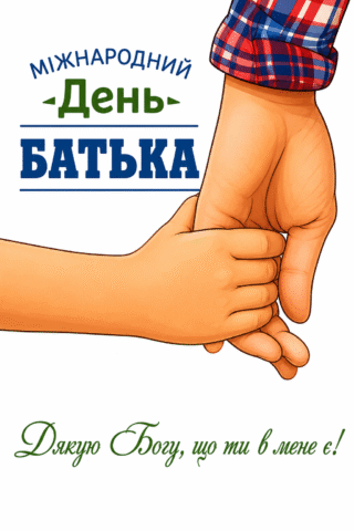 Малюнок листівка з Міжнародним днем батька скачати та роздрукувати в форматі А4