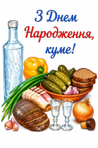 Привітання З Днем народження, куме! скачати та роздрукувати в форматі А4