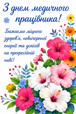 Зі Святом вас медики, привітання та квіти