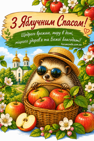 Малюнок. Листівка з Яблучним Спасом!