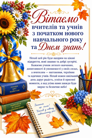 Вітання з Днем знань та початком навчального року