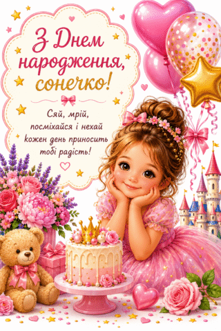 Вітання. З Днем народження для дівчинки