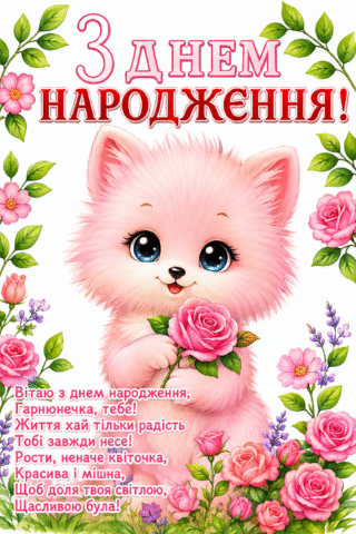 Вітання. З Днем народження для дівчинки, тобі радості