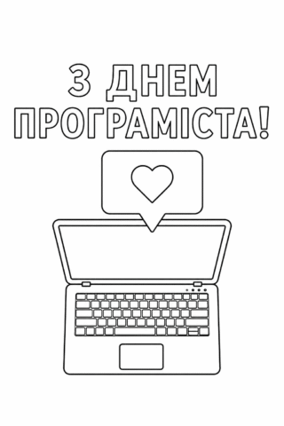 Розмальовка З Днем програміста — всім програмістам вподобайка скачати та роздрукувати в форматі А4