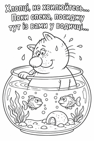 Розмальовка «Боротьба зі спекою» скачати та роздрукувати в форматі А4