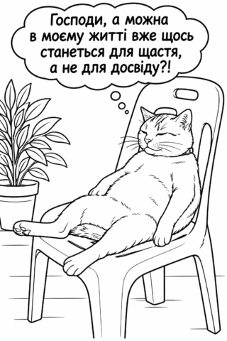 Розмальовка «Для щастя, а не для досвіду» скачати та роздрукувати в форматі А4