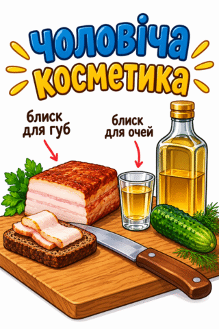 Гумористична листівка з написом Чоловіча косметика