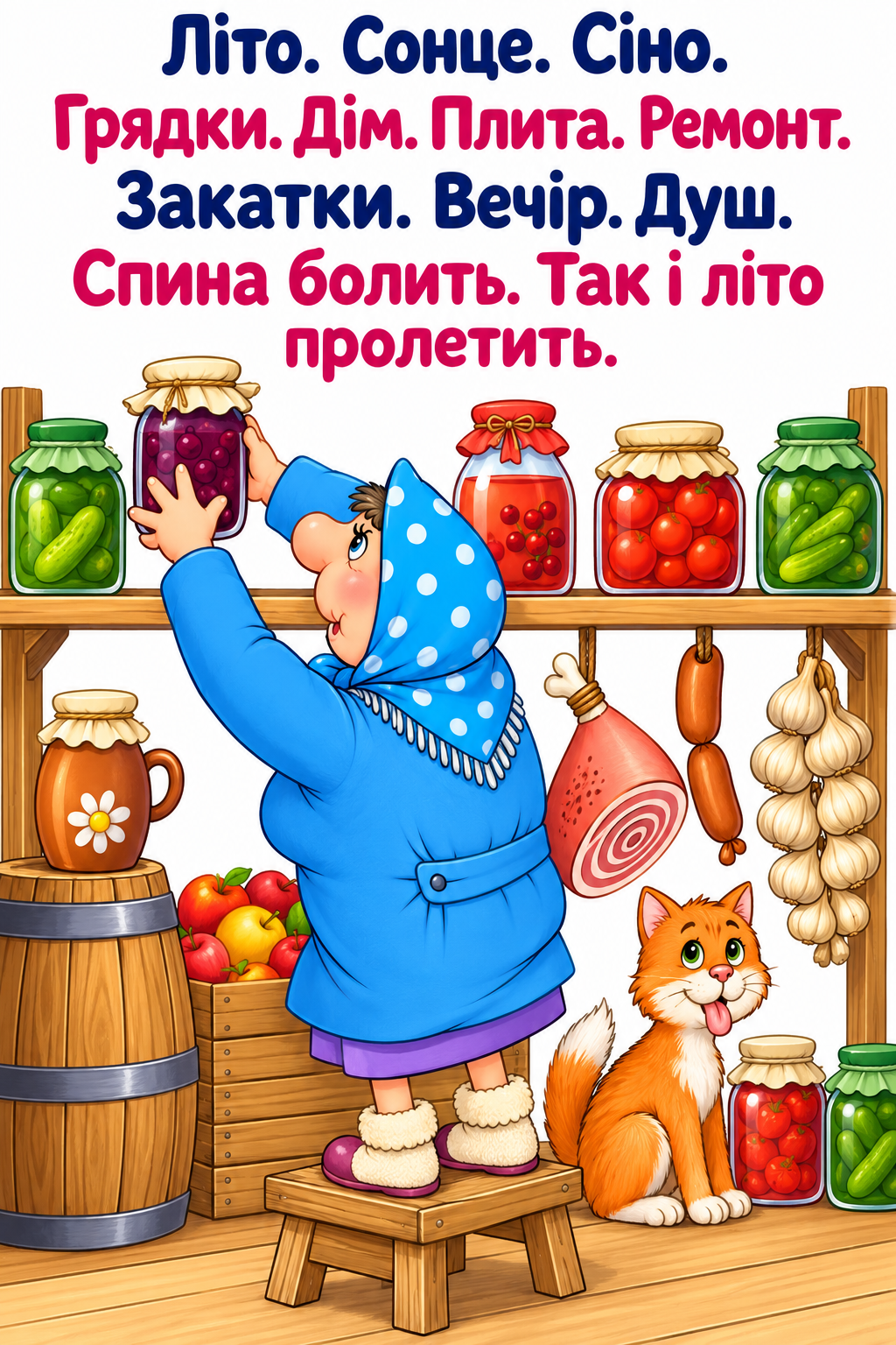 Листівка Літо, дача та консервація