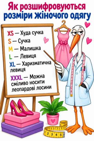 Листівка Розшифровка жіночих розмірів одягу