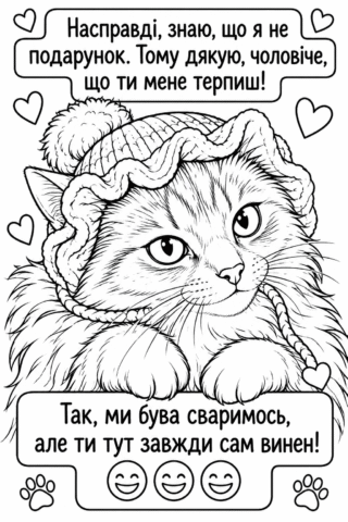 Розмальовка «Кумедне привітання для чоловіка» скачати та роздрукувати в форматі А4