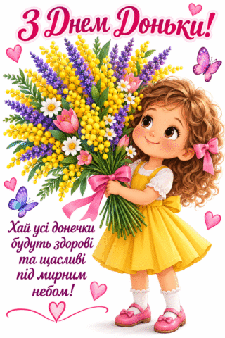 Вітання Листівка З Днем доньки мила дівчинка