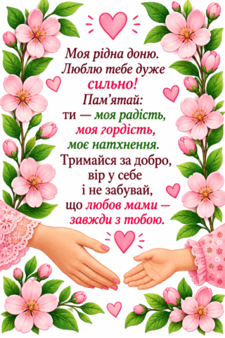 Вітання. День дочки, люблю тебе