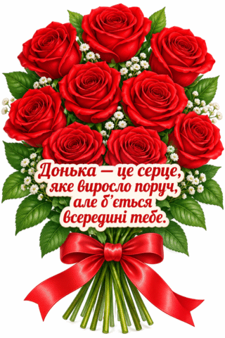 Вітання. Листівка З Днем дочки, троянди