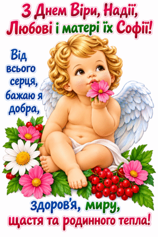 Вітання. З Днем Віри, Надії, Кохання та матері їх Софії!