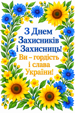 Вітання. З Днем Захисників та Захисниць