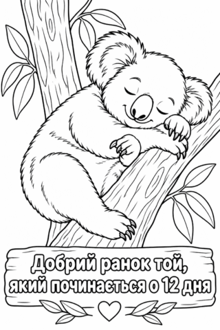 Розмальовка «Для тих, хто любить поспати» скачати та роздрукувати в форматі А4
