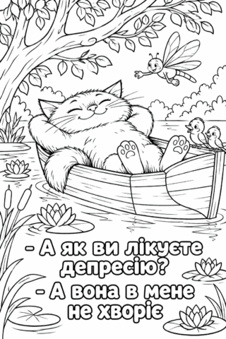 Розмальовка «З гумором про депресію» скачати та роздрукувати в форматі А4