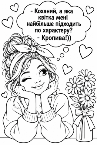 Розмальовка «Квітка за характером» скачати та роздрукувати в форматі А4