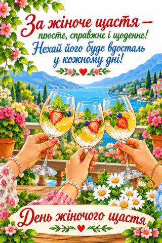 Листывка до Дня жіночого щастя з красивим побажанням