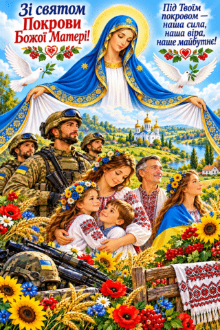 Вітальна листівка до свята Покрови - оберіг Укрпаїни