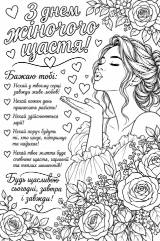 З Днем жіночого щастя гарне привітання для неї