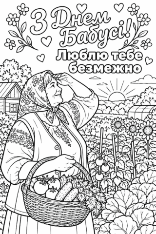 Забарвлення на день бабусі!